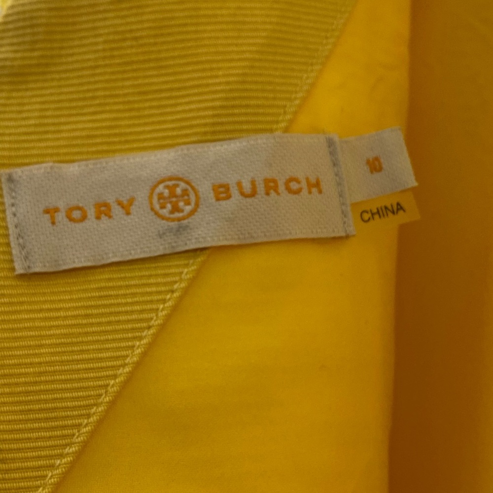 Tory Burch Floral Yellow Cap Sleeve Summer Dress Size 10 - Picture 5 of 6